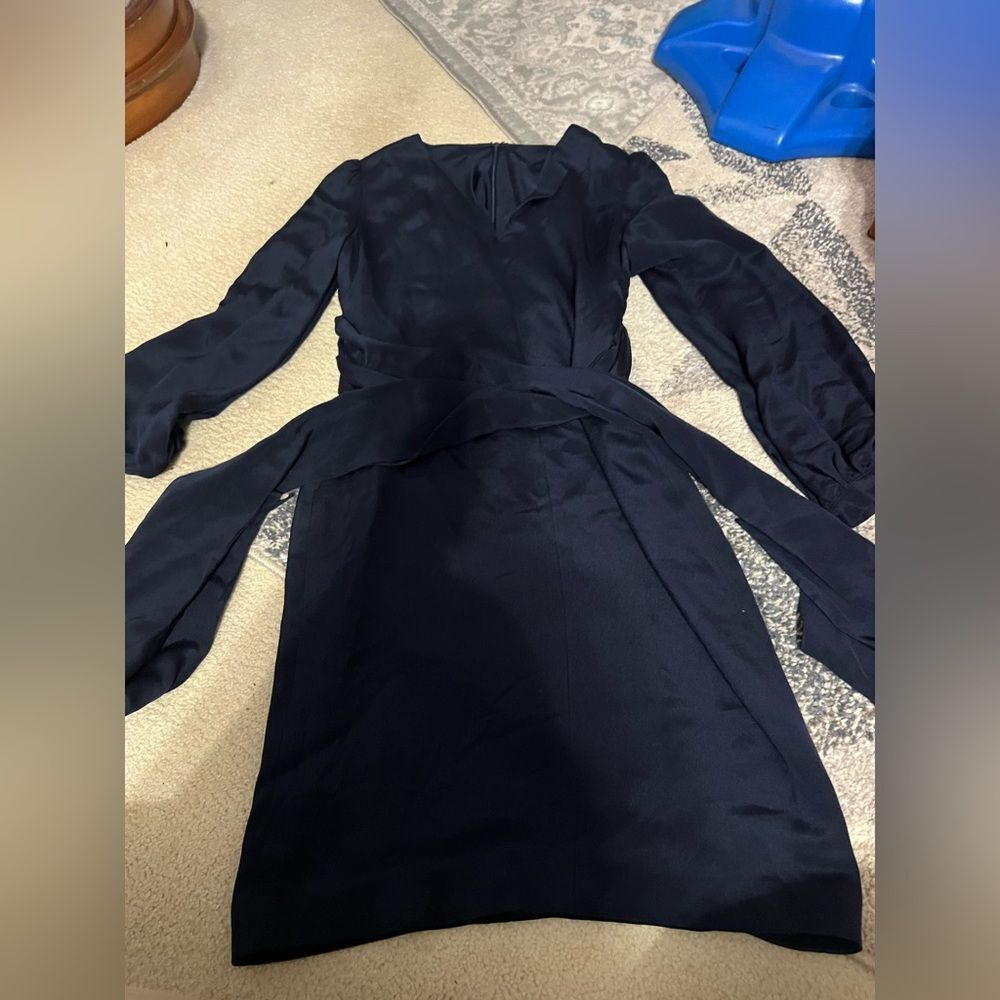 Monique Lhullier navy blue wrap waist‎ dress 6